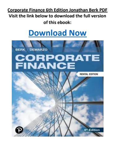 Corporate Finance 6th Edition Jonathan Berk PDF