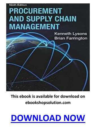 Procurement and Supply Chain Management 9th Edition PDF
