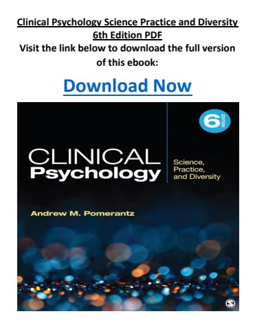 Clinical Psychology Science Practice and Diversity 6th Edition PDF