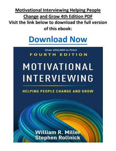 Motivational Interviewing Helping People Change and Grow 4th Edition PDF