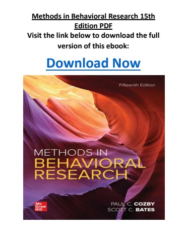 Methods in Behavioral Research 15th Edition