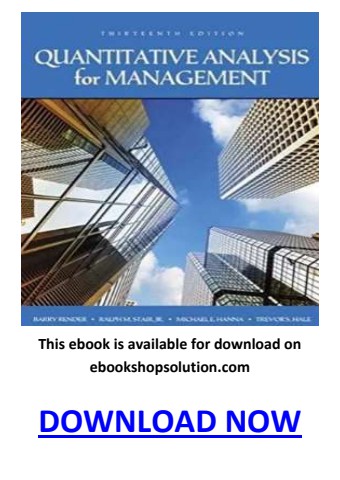 Quantitative Analysis for Management 13th Edition PDF