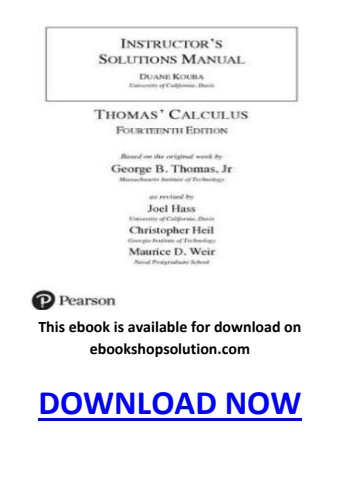 Thomas Calculus 14th Edition Solutions PDF