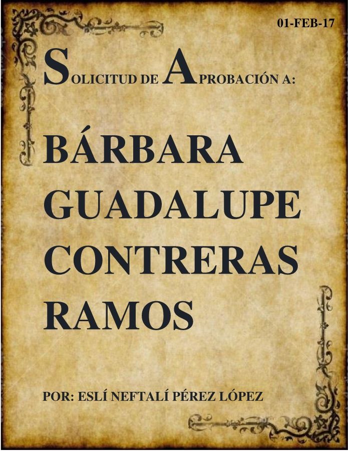 SOLICITUD DE APROBACIÓN A BÁRBARA CONTRERAS [01-FEB-17]