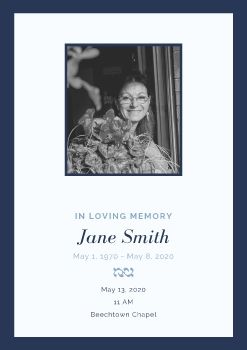 Memorial service of Jane Smith