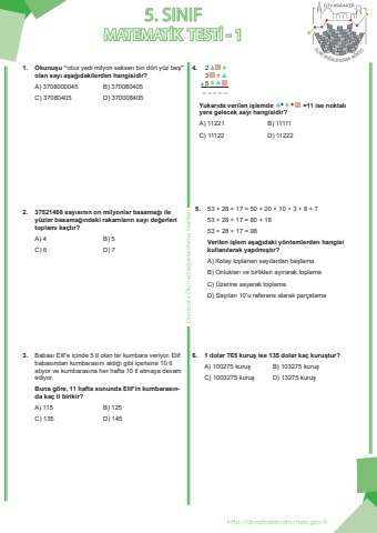 5. Sınıf Matematik