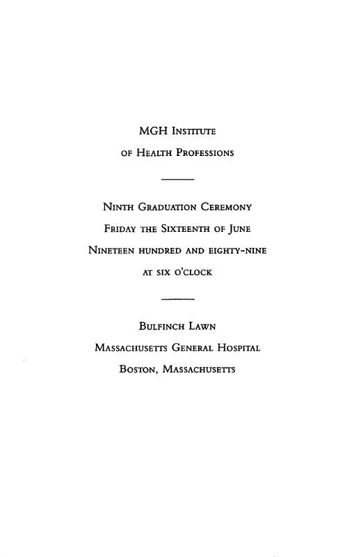 9th Commencement Ceremony June 16, 1989