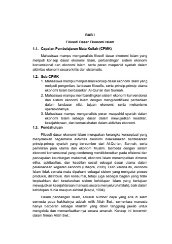filosofi ekonomi islam