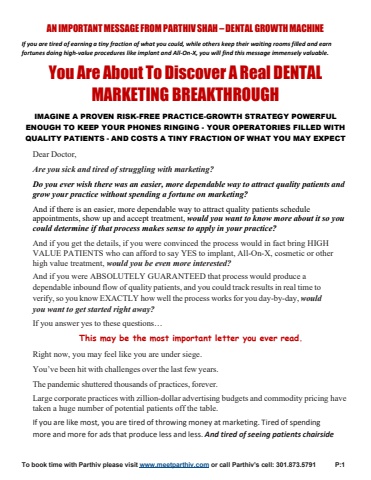 Dental Marketing Breakthrough Letter