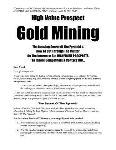 High Value Client Marketing Machine - Gold Mining Letter