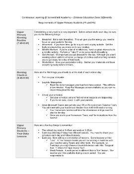 Continuous Learning -- Requirements for Upper Primary Students