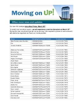 IM Office Move Update March 2021 - Phone Numbers - Updated