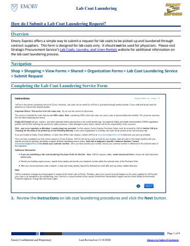 How do I Submit a Lab Coat Laundering Request