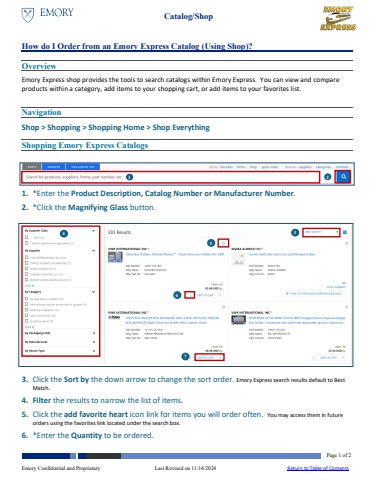 How do I Order from an Emory Express Catalog (Using Shop)02112025