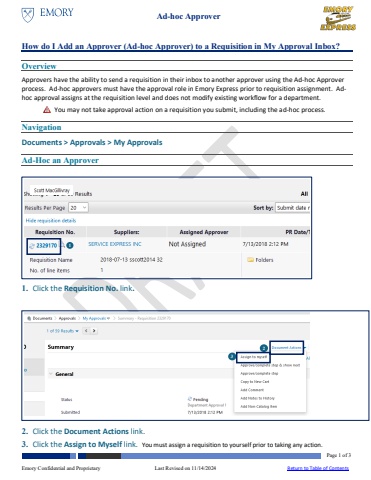 How Do I Add an Ad Hoc Approver to a Requisition