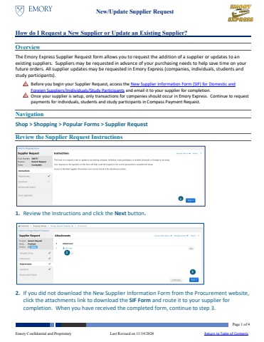 How do I Request a New Supplier or Update an Existing Supplier?