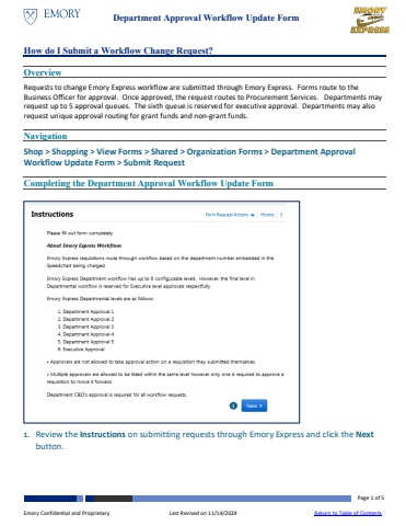 How Do I Submit a Departmental Workflow Change Request?