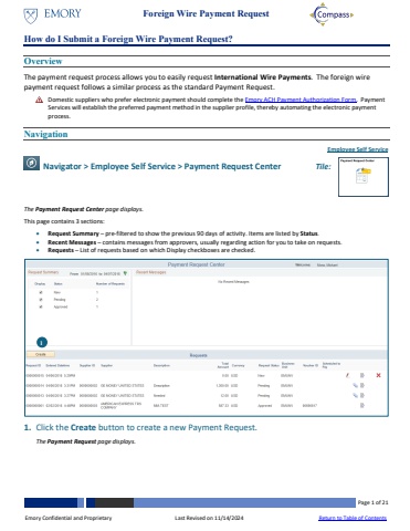 How do I Submit a Foriegn Wire Payment Request