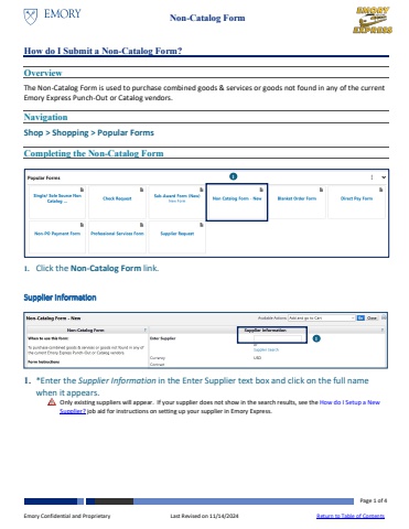 How do I Submit a Non-Catalog Order