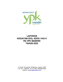 LAPORAN KEGIATAN QURBAN 1443 RS YPK MANDIRI 2022