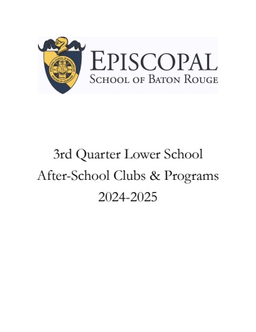 3rd Quarter 24-25 Lower School Clubs & Programs Catalog