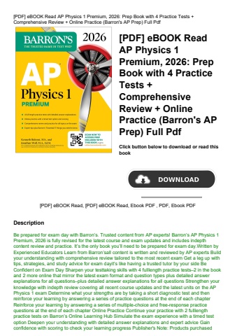 [pdf] ebook read ap physics 1 premium  2026 prep book with 4 practice tests + comprehensive review +