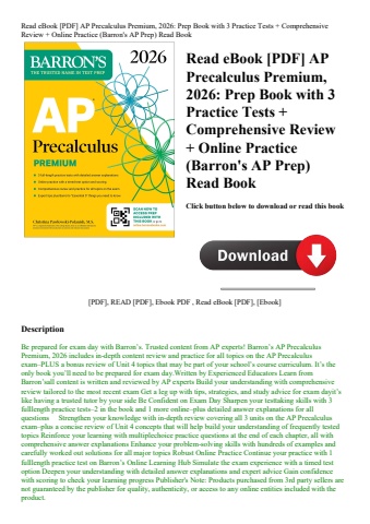 read ebook [pdf] ap precalculus premium  2026 prep book with 3 practice tests + comprehensive review