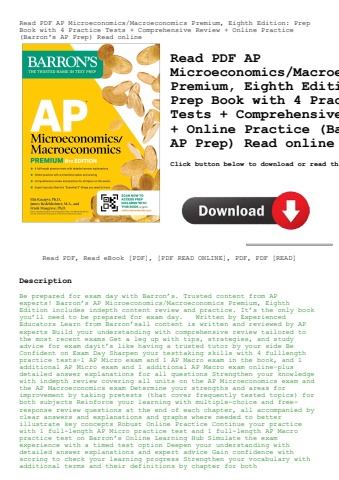 read pdf ap microeconomicsmacroeconomics premium  eighth edition prep book with 4 practice tests + c