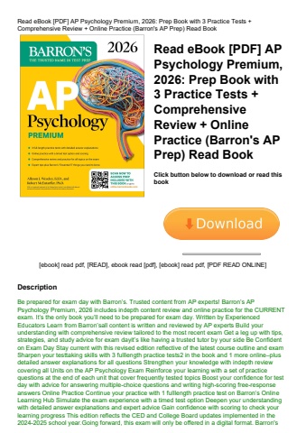 read ebook [pdf] ap psychology premium  2026 prep book with 3 practice tests + comprehensive review