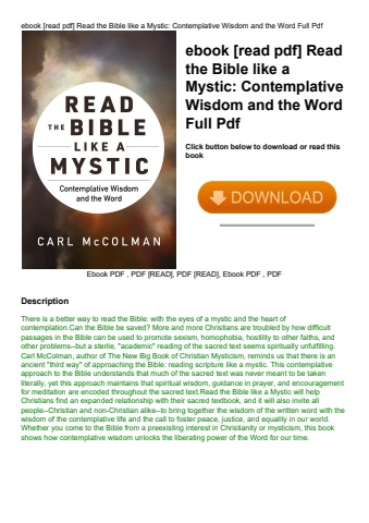ebook [read pdf] read the bible like a mystic contemplative wisdom and the word full pdf
