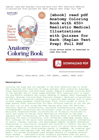 [ebook] read pdf anatomy coloring book with 450+ realistic medical illustrations with quizzes for ea