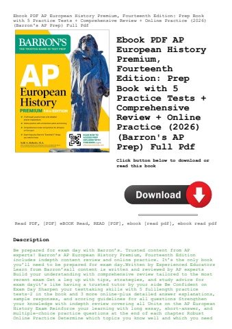 ebook pdf  ap european history premium  fourteenth edition prep book with 5 practice tests + compreh