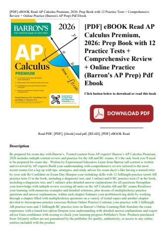 [pdf] ebook read ap calculus premium  2026 prep book with 12 practice tests + comprehensive review +