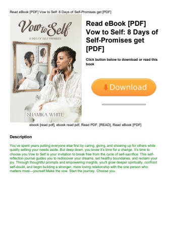 read ebook [pdf] vow to self 8 days of self-promises get [pdf]