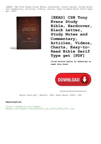 [read] csb tony evans study bible  hardcover  black letter  study notes and commentary  articles  vi