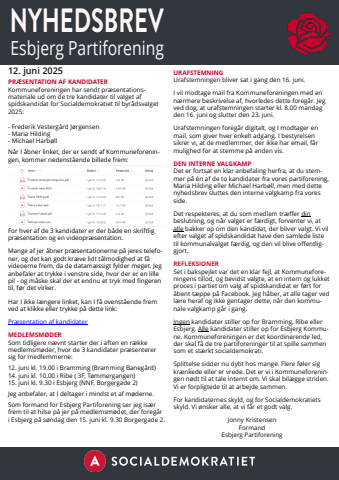 Nyhedsbrev Esbjerg Partiforening 12juni25