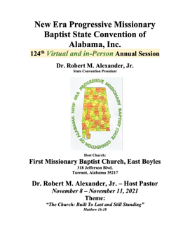 New Era Progressie Baptist State Convention 2021