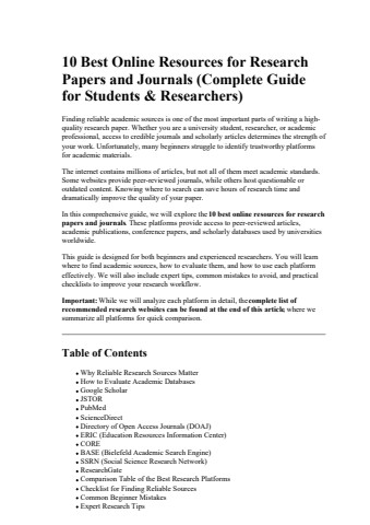 10 Best Online Resources for Research Papers and Journals