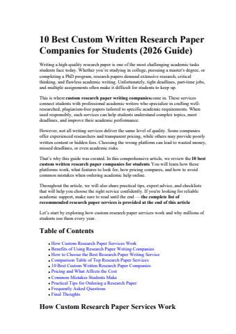 10 Best Custom Written Research Paper Companies for Students