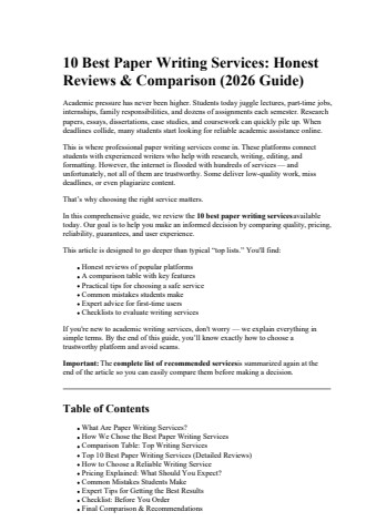 10 Best Paper Writing Services Honest Reviews  Comparison