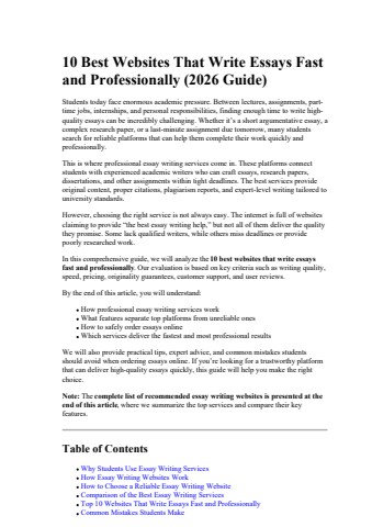 10 Best Websites That Write Essays Fast and Professionally