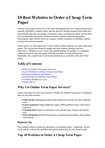 10 Best Websites to Order a Cheap Term Paper