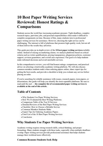 10 Best Paper Writing Services Reviewed Honest Ratings  Comparisons