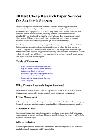 10 Best Cheap Research Paper Services for Academic Success