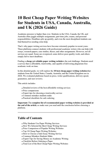 10 Best Cheap Paper Writing Websites for Students in USA Canada Australia and UK