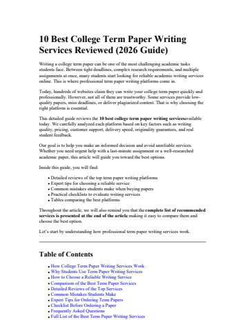 10 Best College Term Paper Writing Services Reviewed