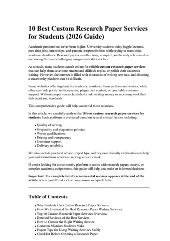 10 Best Custom Research Paper Services for Students