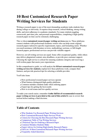10 Best Customized Research Paper Writing Services for Students
