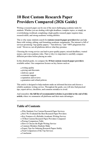 10 Best Custom Research Paper Providers Compared