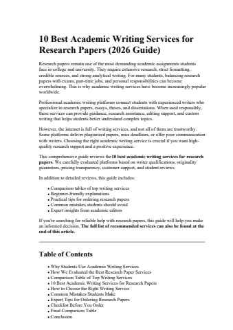 10 Best Academic Writing Services for Research Papers